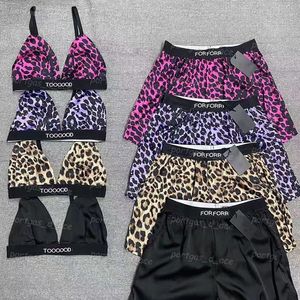 Lettres sangle femmes Bralette pantalon Sexy léopard Shorts ensemble été mode fronde plage hauts