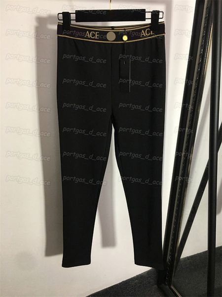 Lettres sangles de leggings pour femmes pantalon élastique pantalon serré de mode noir pantalon