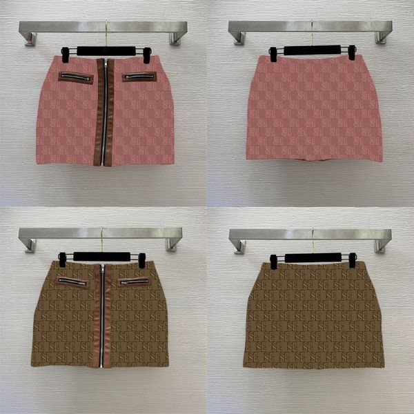 Mini jupe Sexy en cuir PU pour femmes, jupe charmante avec lettres roses et brunes