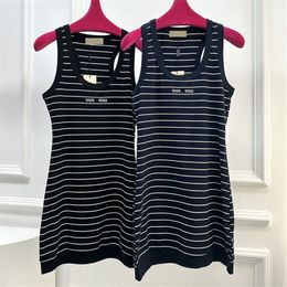 Letters vrouwen gebreide kleding luxe designer vest jurken zomer meisjes dame mouwloze tank jurk gestreepte singlet jurk