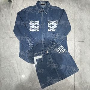 Denim femmes veste jupe ensemble de luxe à manches longues Jean manteau tenues décontracté jupes courtes vestes ensemble