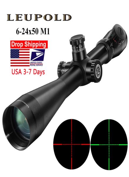 Leupold Mark 4 624x50 M1 Rifle Táctico óptica de caza óptica de caza Retícula de alivio de ojo largo de fibra roja y verde