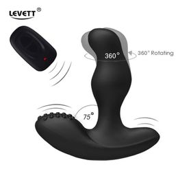 Levett Caesar USB charge masseur prostate Masseur à 360 degrés Rotation sans fil Remote témoin Prostata Vibrator pour hommes Anal Sex Toys S5509071