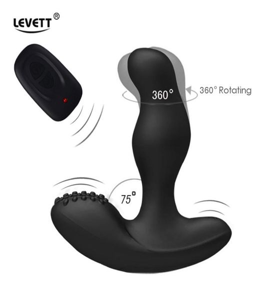 Levett Caesar USB Charge Masseur de la prostate Rotation à 360 degrés Télécommande sans fil Prostata Vibrateur pour hommes Anal Sex Toys S8820344