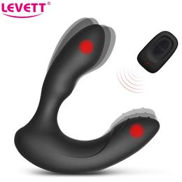 LEVETT Masajeador de próstata masculino Vibrador Hombre Vibrador Consolador Buttplug Adultos Juguetes sexuales eróticos para hombres Control remoto inalámbrico Butt Anal Plug 240117