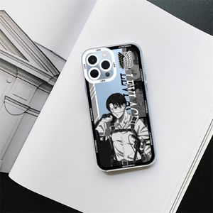 Attaque de Levi sur Titan Anime Phone Case pour iPhone 11 12 Mini 13 14 Pro Max Transparent Shell