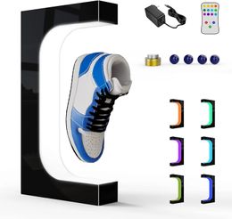 Affichage de chaussures en lévitation étagère magnétique de baskette flottante avec un support en acrylique rotatif d'éclairage LED pour la publicité 240508