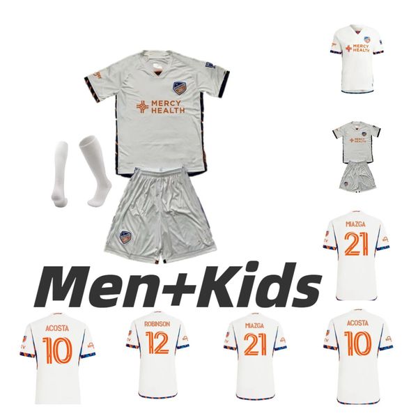 2024 2025 FC Cincinnati Soccer Jerseys 24/25 Camisa de fútbol de Miazga Barreal Robinson Men Kids Kit Azul Azul fuera Boupendza Boupendza Acosta Camisetas de Futbol portero