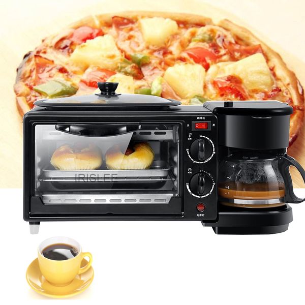 LEWIAO électrique 3 en 1 petit déjeuner Machine multifonction Mini goutte à goutte cafetière américaine four à Pizza oeuf Omelette poêle grille-pain