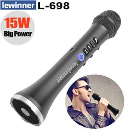 Lewinner L698 Microphone karaoké sans fil Haut-parleur Bluetooth 2 en 1 Enregistrement de chant portable Lecteur KTV portable pour iOSAndroi 231228