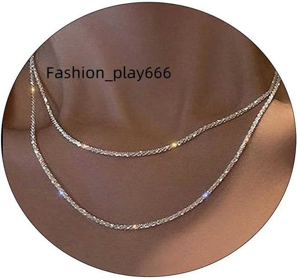 Lexody Womens Collier empilable 14K Collier en or en couches d'or