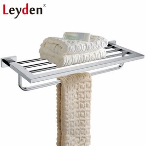 Leyden Baño Toallero Soporte Acero inoxidable Cromo Montado en la pared Cuadrado Baño Toalleros Toalleros Accesorios de baño T200915