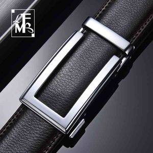 LFMBCOW Genuine Leather Belt Belthide Strap para cinturones de hebilla automáticos de trinquete masculino para hombres Cinturón de cuerpo marrón marrón 210310 254T