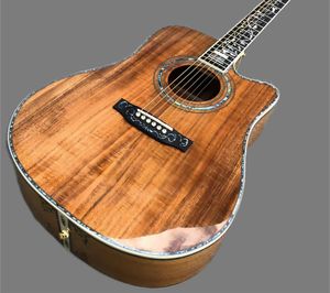 Cutaway All Koa Wood 41 pouces D Style Guitare acoustique, Top Quality Inclays Ebony Fingerard Guitarr