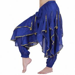 LG Chiff – sarouel de danse du ventre, pantalon Tribal arabe Halen avec bordure dorée, pantalon de danse pour femmes, 96M1 #