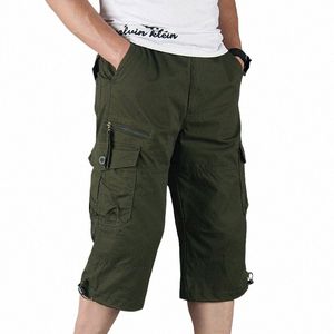 LG Longueur Cargo Shorts Hommes Été Casual Cott Multi Poche Capri Pantalon Chaud Culotte Tactique Militaire Shorts Plus La Taille M-5XL i2MS #