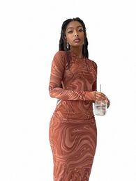 LG Manches Bodyc Dres Pour Femmes Soirée Vêtements O-cou Mi-mollet Sexy Robes De Mujer One Piece Tenues Streetwear G9mc #