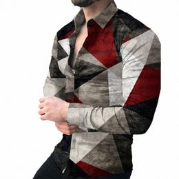 LG manches Hawaii chemises trois dimensions 3D impression revers chemises hommes Fi chemises géométrique plage Blouse luxe hommes vêtements s0jC #