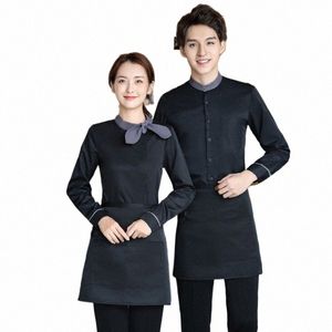 LG manches Hôtel Service alimentaire serveur uniforme femmes Western Restaurant Waitr uniforme restauration chemise et vêtements de travail Apr o8ff #