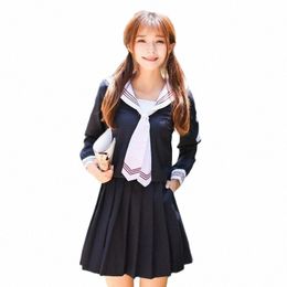 LG Mouw Japanse Korea Meisjes Schooluniform Studenten Pak Campus Vrouwelijke Naval College Stijl Sailor Kostuum n84Q #