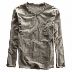 Lg T-shirt à manches pour hommes Casual Basic Cott Tshirt Couleur unie O-cou Pull Tops Homme Best Seller Tees Vêtements 83qm #