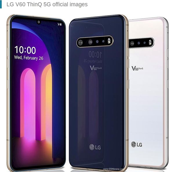 LG V60 ThinQ 5G V600 6.8 pouces octa-core 8GB RAM 128GB ROM téléphones 64MP Triple caméra 1 SIM empreinte digitale téléphone portable débloqué d'origine