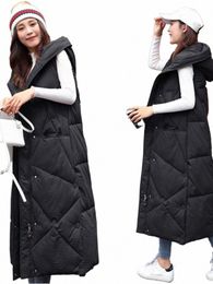 LG femmes cott gilet femme hiver lg à capuche vers le bas cott gilet grands chantiers épaississement débardeur manteau en hiver 1906 f5l5 #