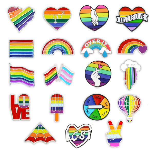 LGBT Party Art arc-en-ciel personnalisé émail broches drapeau amour coeur broches sac chemise épinglette arc-en-ciel nuages oui geste Badges bijoux cadeaux