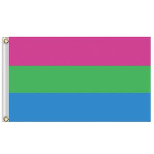 Drapeau de fierté polysexuelle LGBT 3'x5' - Couleurs vives et résistant aux UV - Double couture - Bannière en polyester drapeau arc-en-ciel
