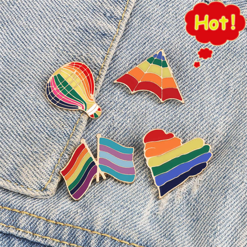 LGBT Pride Gay Lesbische Emaille Pins Hart Vlag Regenboog Broches Liefde en Vrede Custom Badge Revers Pin Rugzak Denim sieraden Gift