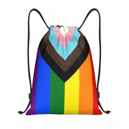 Lgbt Progr Pride Vlag Trekkoord Rugzak Sport Sporttas voor Vrouwen Mannen Gay Pride Training Sackpack b7aD #