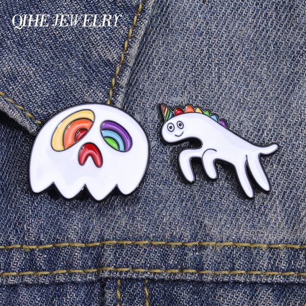 LGBT arc-en-ciel émail broches broche belle fantôme sac animaux vêtements Badge cadeau ami accessoires dessin animé personnalisé bijoux en gros