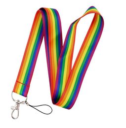 LGBT Rainbow Gay Bisexual lesbien Pride Flag Strap Lanyards Keys Id Carte Gym Téléphone Charme Keycord USB Badge Hang Rope4819482