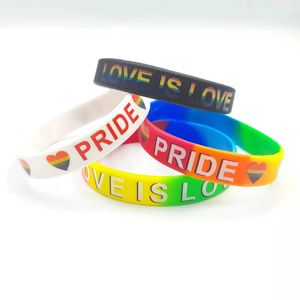 Pulsera de arco iris de silicona LGBT de 10 estilos, pulsera colorida para recuerdo de fiesta, pulseras de orgullo lésbico Gay