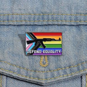 LGBTQ Pride Vlag Broche Verdedig Trans Gelijkheid Emaille Pin Decoratieve Revers Jas Badge Accessoire Sieraden Cadeau voor Homo Vrienden