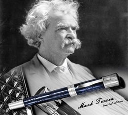 Stylo de luxe LGP Écrivain distingué Mark Twain Stylos à bille à bille Ice Crack Noir Bleu Vin Rouge Résine Graver avec série N9831469