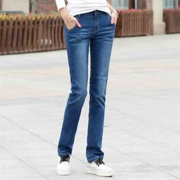 Lguc.h vrouwen rechte jeans stretch vrouw klassieke broek mode Koreaanse broek voor meisjes Jean Pantalon Femme Blue 26 34 xs 210809