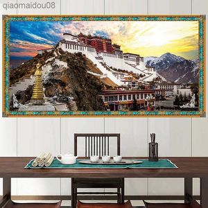 Tapiz de pared de fondo de Potala tibetano de Lhasa, tela para colgar en la pared del Palacio de Potala, manta decorativa para colgar en la pared, Tenture Murale L230704