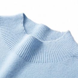 lhzsyy Otoño Invierno Hombres 'Cmere Suéter Primera línea Listo para usar Jersey Medio cuello alto Suéter casual Camisa de punto de lana pura I4Z4 #