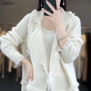 LHZSYY Revers Kasjmier Vest Damesmode Grote Maat Jas Trui Herfst Gebreide Sjaal Jas HighEnd Losse Vrouwelijke Blouse 240112