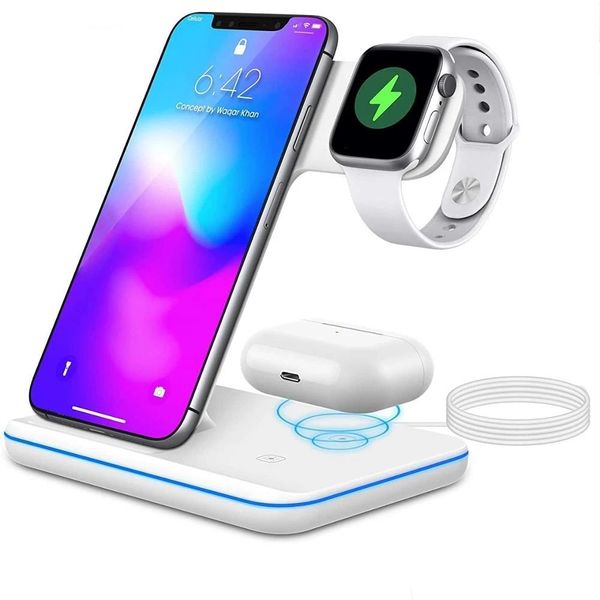 LHZW ECH 3 IN 1 QI CHARGEMENT SECTIONNEL SANS POUR APPLE WATCH ULTRA 8 7 6 5 4 15W Station de quai de chargement rapide pour iPhone 14 13 12 11 Pro Samsung Huawei Téléphone