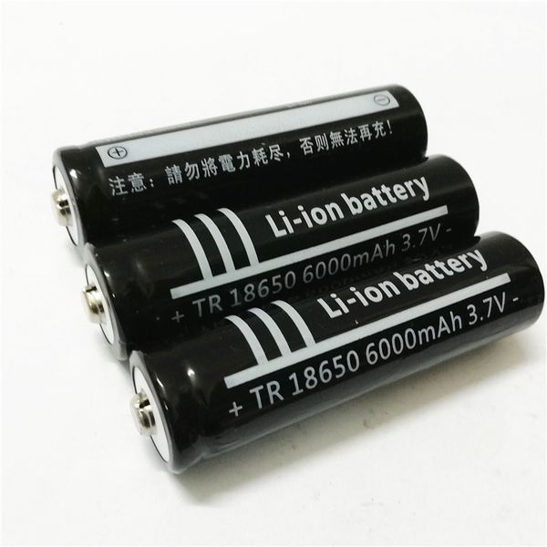 Batterie rechargeable au lithium LI-ion noir 18650 6000mah pour lampe de poche, banque d'alimentation, électronique ou lampe de poche LED étui d'alimentation pour téléphone hot selli
