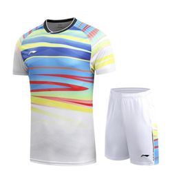Li Ning badminton tafeltennis heren039s en dames039s kleding korte mouw T-shirt heren039s Tennis kledingshirt shorts Quic1978812