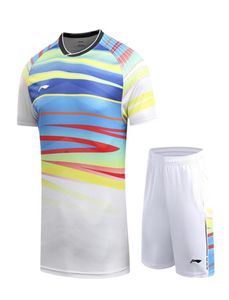 Li ning badminton tafel tennis Men039s en dames039s kleding korte mouw t -shirt Men039S tennis doekshirt shorts quic7424078