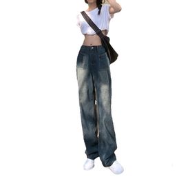 Li She # Jeans américain 2024 Spring New Loose Loose largeur haute taille droite Sincall Sincall Women's Pantal