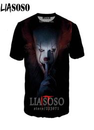 LIASOSO 3D Print Film Het Hoofdstuk Twee T-shirt Cosplay Pennywise Mannen T-shirt Harajuku Men039s Clown T-shirts Vrouwen Tees tops D0103415251