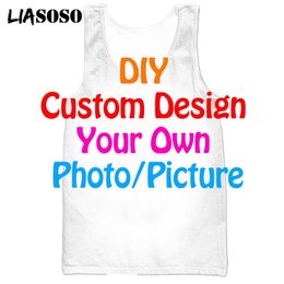 Liasoso Diy Custom Design Undershirt 3d Print je eigen foto's van Os mannen Vest dames shirt mannen s mouwloze tanktops d000 1 220707