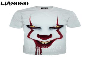 Liasoso Men T -shirt 3d print horrorfilm It Hoofdstuk twee t -shirt unisex grappige Men039S t -shirts vrouwen cosplay clown -tees tops d019777375