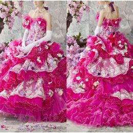 Libero -jurken strapless prom de stella fuchsia ball jurk sweep trein kanten applique alice avondjurk ontwerper prinses formele jurken ondertekenaar s