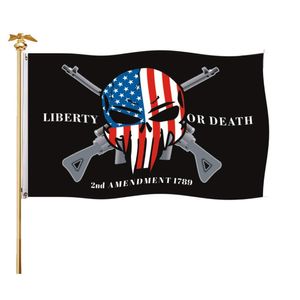 Liberty or Death 2nd Amendement Flags Banners 3' x 5'ft Polyester 100D Couleur vive avec deux œillets en laiton